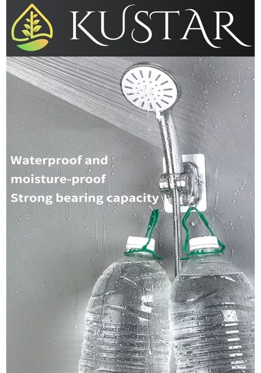 Kustar Krom Kendinden Yapışkanlı 15 Kg Taşıyabilen Nano Duş Başlığı Askısı Mafsal Kolay Temiz Kurulum Gri