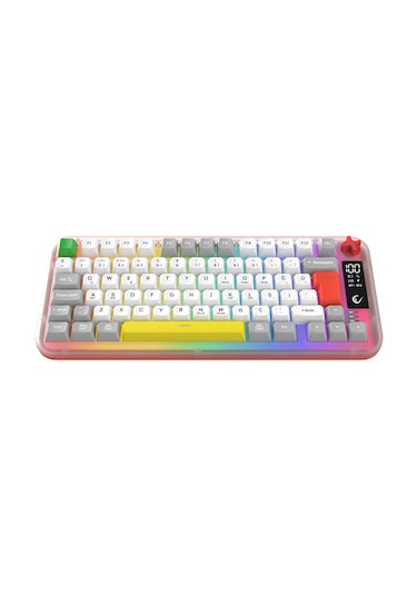 Reflect 75 Sessiz Ekranlı Şarjlı Kablosuz Bluetooth+2.4ghz Rgb Oyuncu Klavyesi Q Membrane Klavye