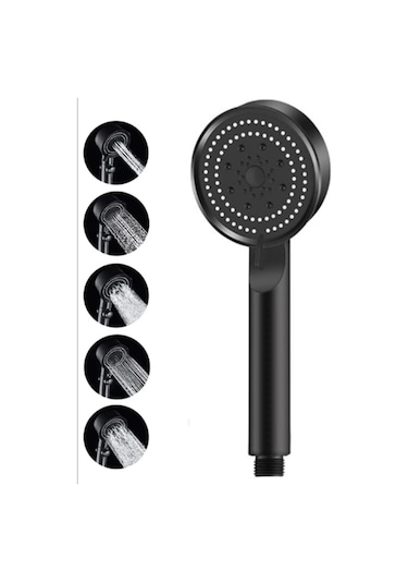 Sardıcı 5 Fonksiyonlu Duş Başlığı Ve Siyah Duş Hortumu 150 Cm Set Siyah
