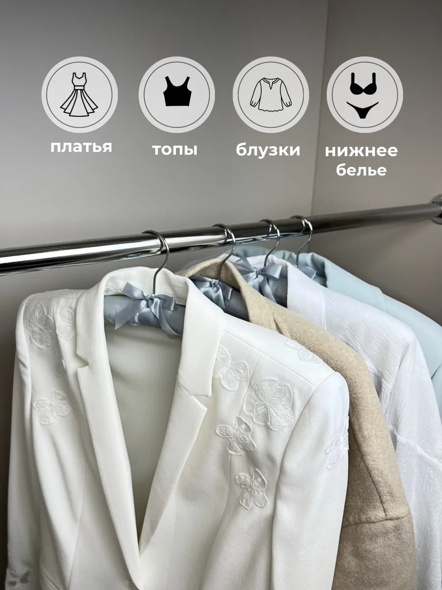 Homy Mood Yumuşak Saten Kumaş Kıyafet Askıları 5'li Set 39740536 Gri