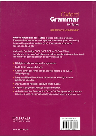 Oxford Grammar A1-B2 Türkçe Açıklamalı İngilizce Dilbilgisi
