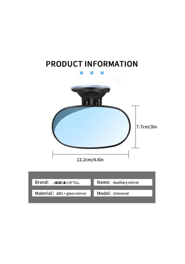 Seametal Araba İç Ayna Bebek Aynaları Pano Vantuz Ön Cam Güneşlik Plaka Klipleri Yardımcı Dikiz Aynası Gözlemleyin Clamp Oval