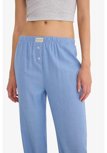 Defacto Regular Fit Uzun Boy Çizgili Pijama Altı-fall İn Love E8645ax25aube553 Mavi