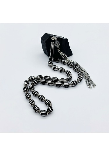 12 Li Karpuz Dilimi İşlemeli Erzurum Oltu Taşı Tesbih