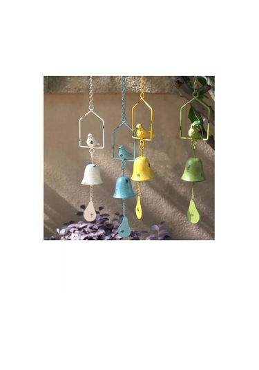 Yunboo Günlük Bahçe Dekorasyonu Kuş Desenli Demir Çanak Çanak, Doğa Sesleriyle Zenginleştirici, İç Ve Dış Mekanlar İçin Asılı Dekor, Retro Beyaz