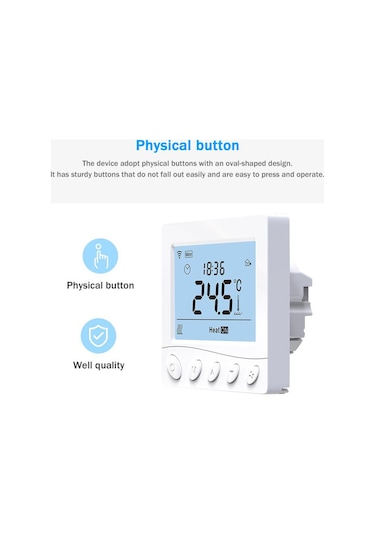Wıfı Akıllı Elektrikli Isıtma 30a Termostat 3.2 İnç Lcd Ekranlı Akıllı Termostat Uygulama Ve Ses Kontrolü Dijital Programlanabilir Termostat