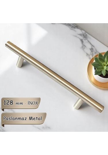 Boy Kulp İnox 128 Mm Kulp Mobilya Mutfak Dolabı Çekmece Dolap Kapak Kulpu Kulbu Metal Kulpları Bej