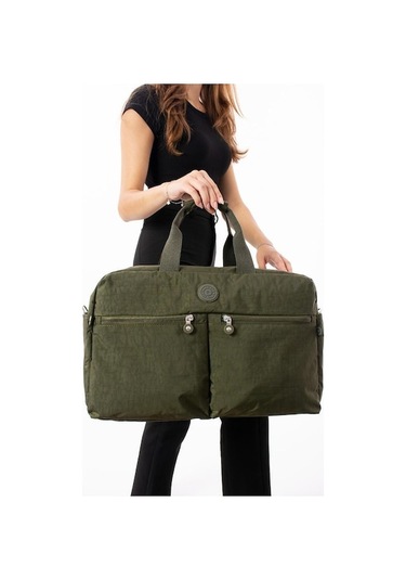 Novahub Seyehat Spor Çantası Kabin Boy Valiz 45 35 Cm Omuz Ve Çapraz Askılı Hafif Klinkır Çanta Su İtici Yeşil Yeşil