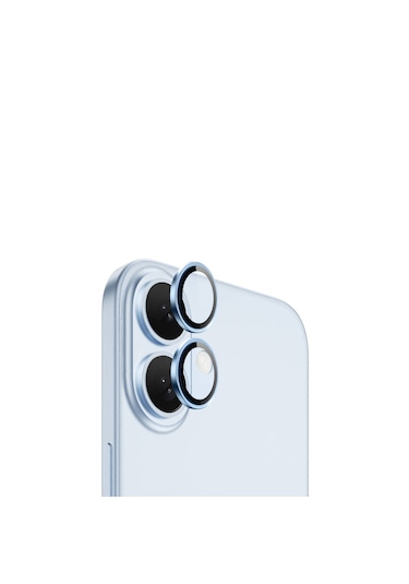 Apple Uyumlu iPhone 16/16 Plus Kamera Lens Koruyucu Halka Set-al8114 Mavi