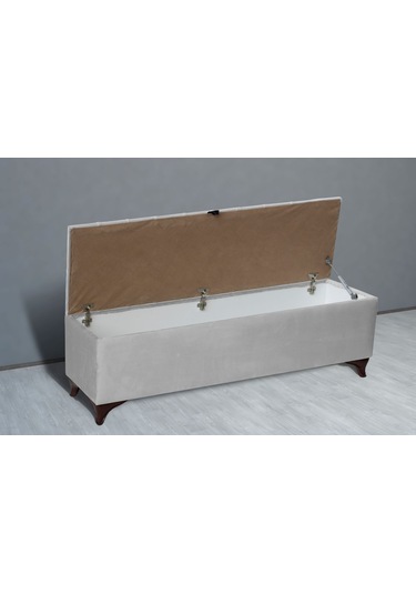 Vetra Sandıklı Bench Puf, Beyaz Beyaz