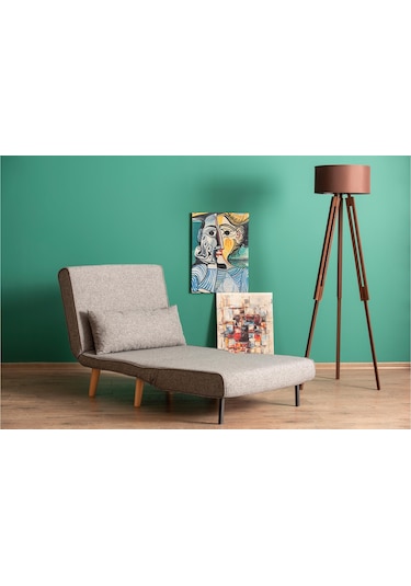 Folde 80 Tekli Yataklı Katlanır Koltuk Keten Açık Gri Açık Gri