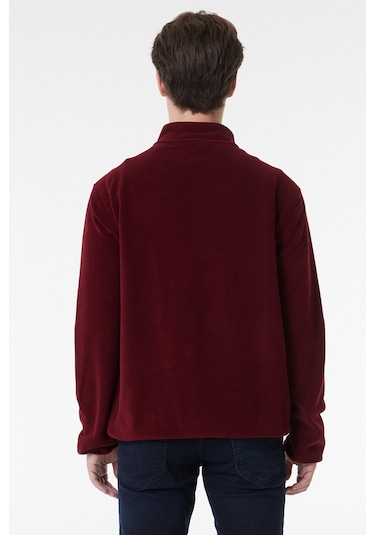 Lee Regular Fit Normal Kesim Dik Yaka Yarım Fermuarlı Bordo Polar L212208810 Bordo
