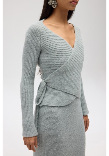 Fluff Bağlamalı Gri Üst-etek Takım Gri