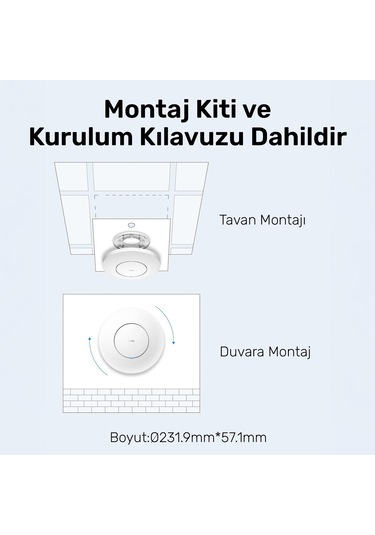 Cudy Ap1200 1 Portlu 10/100mbps Ac1200 2 Anten Tavan Access Point