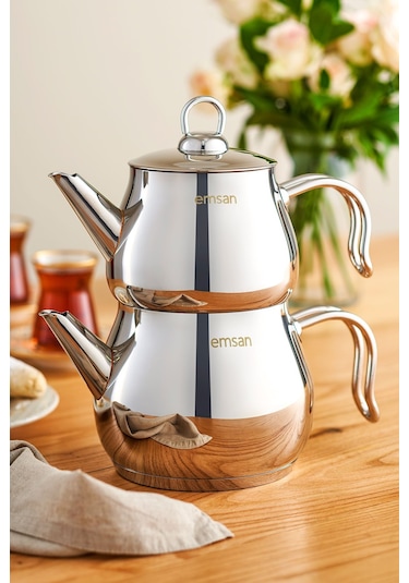Emsan Lina Midi Çaydanlık Takımı Inox 1 - 1.6 Lt