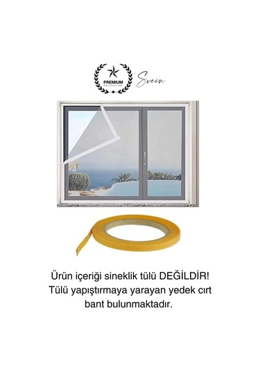 4 Mt Güçlü Premium Sineklik Yedek Cırt Bant Pencere Kapı Yapışkanlı Tül Sinek Perdesi Bandı 3 Adet