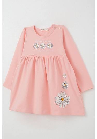 Breeze Kız Çocuk Uzun Kollu Elbise Papatya Baskılı 2-6 Yaş, Pembe Pembe