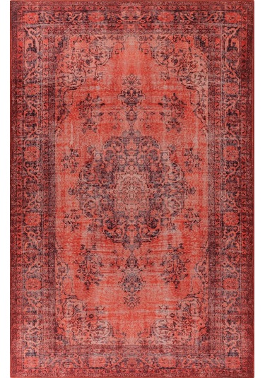 Blues Vintage Desenli Dokuma Taban Dekoratif Kırmızı Halı (Al 131