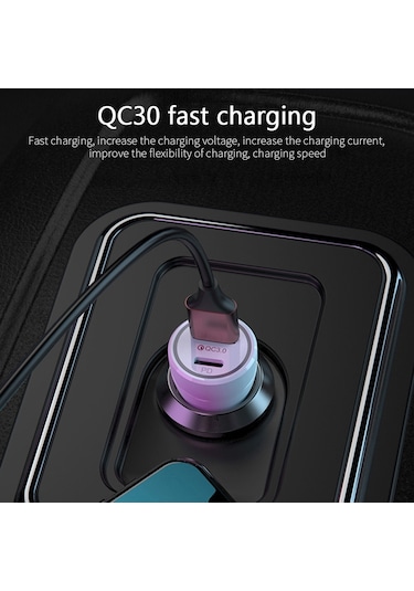 Sones P21 Taşınabilir Pd 20w + Qc 3.0 18w Çift Bağlantı Noktalı Hızlı Araç Şarj Cihazı Beyaz