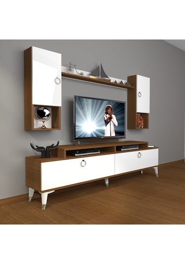 Decoraktiv Ekoflex 5da Mdf Gold Tv Ünitesi Tv Sehpası Ceviz - Beyaz