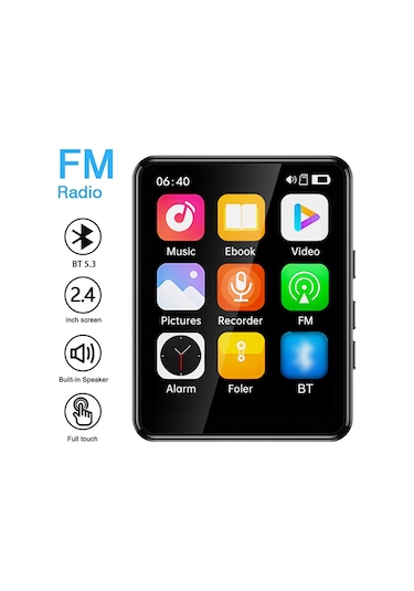 Springsun Hoparlörlü Mp3 Ve Mp4 Oynatıcı 2.4 İnç Tam Dokunmatik Ekran Bt Dahili Hoparlör Ve Tf