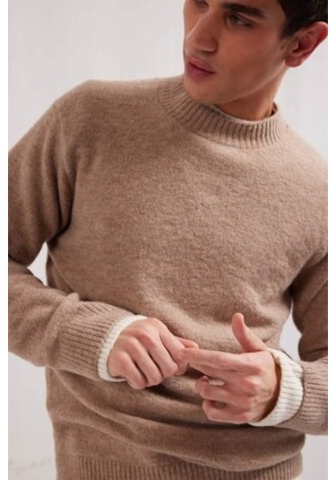 Defacto Relax Fit Bisiklet Yaka Triko Kazak E8390ax24cwbg300 Bej