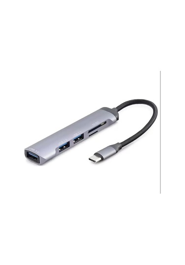 Hadron Hdx7039 Usb Hub Combo 5ın1 Usb Type-c Sd + Tf Card Gri Çoğaltıcı Hub