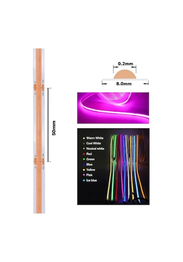 Kırmızı Dc 5v Usb Cob Şerit 320leds/m Beyaz/buz Mavisi/pembe/sarı/pembe/kırmızı Esnek Şerit Halat Gece Lambası Tv Arkaplan Led Şerit 1m