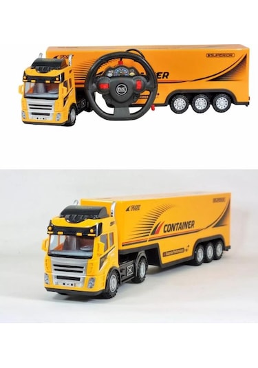 Ctoy Uzaktan Kumandalı Sarı Tır Ve Römork 1:36 Ölçek 27 Mhz Direksiyon Kumandalı Rc Truck