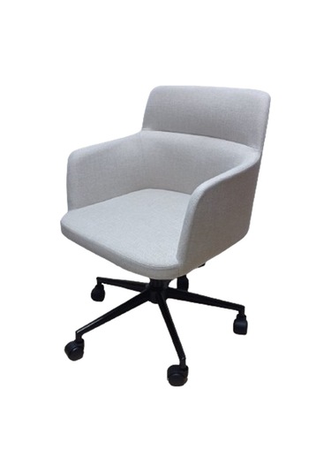 Sekreter Sandalyesi Döküm Süngerli Krem Renk Keten Kumaş