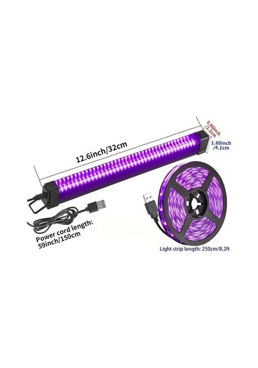 Fastbuy 6 Adet Set 40 Led Uv Siyah Işık Bar Ve Şerit Işığı 32/249cm Dc 5v Usb 3 Mod Ahşap Ahşap