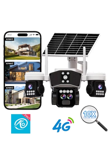 O-kam 9095 12mp 10x Zoom 4 Lens 3 Ekran Ultrahd 4g Solar Akıllı Güvenlik Kamerası
