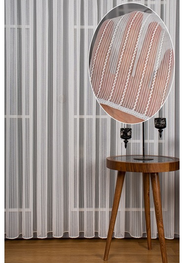 Tek Makarna Simli Armür Düz Tül Perde