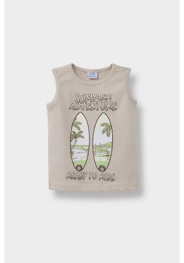 Defacto Erkek Bebek Bisiklet Yaka Palmiye Desenli Atlet E2341a525hsbg186 Bej