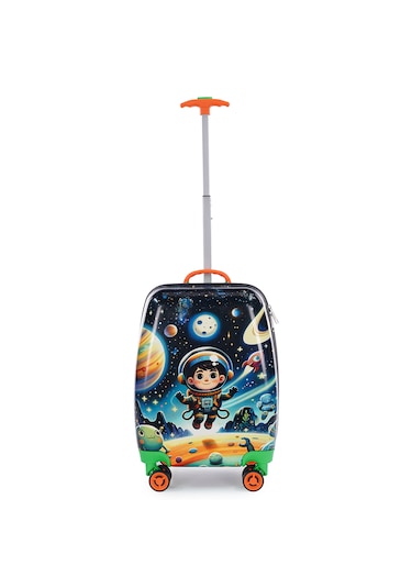 Wexta Valiz Çocuk Valiz Wx-420 Astronot Baskılı Çocuk Valiz Mavi - Siyah