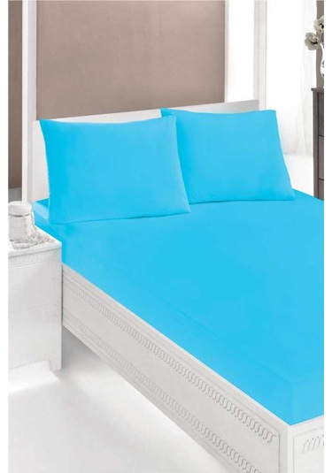 Altın Karma Havlu Lastikli Çarşaf Takımı 180x200 Cm 2 Adet 50x70 Cm Yastık Kılıfı Turkuaz