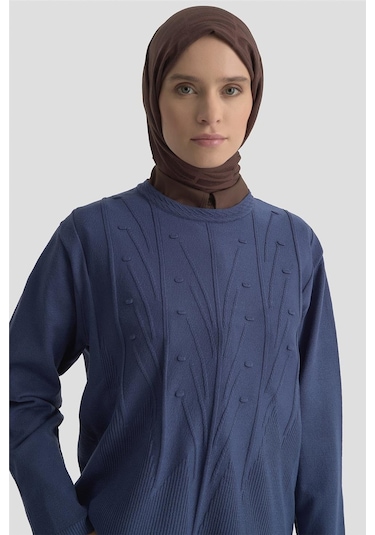 Armine Başak Desenli Kazak 25kd7006 İndigo İndigo