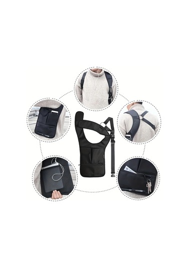 Globalbloom 1 Adet Erkek Hırsıza Dayanıklı Koltuk Altı Çantası Tablet Cebi Kartlık Siyah Siyah 1 Adet