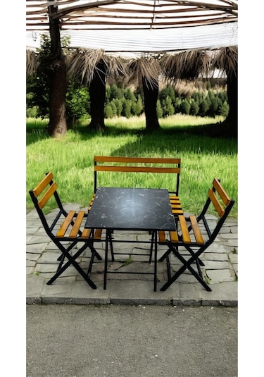 Modern Balkon Bahçe Mutfak Bistro Set Katlanır Masa-sandalye Sarı