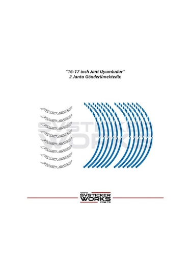 Bajaj Rs200 Jant Sticker Dış Ve İç Set Sticker Jant Şeridi Mavi 90359704