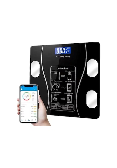 Concord C-w01 Dijital Akıllı Bluetooth Baskül - Siyah - Pil Hediyelidir