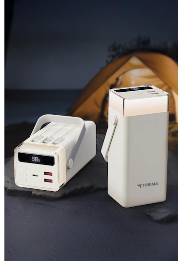 Torima TRM-1041 40000 Mah Hızlı Şarj Dijital Göstergeli RGB Led Işıklı Powerbank Beyaz