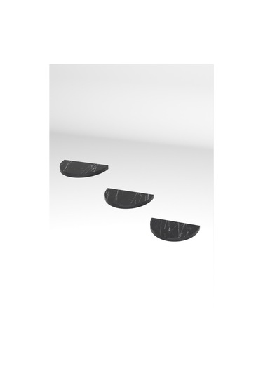 Duvar Rafı Dekoratif 3 Adet Çiçeklik Oval Siyah Mermer Desen