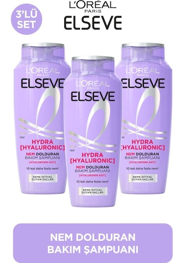 L'Oreal Paris Elseve Hydra Hyaluronic Nem Dolduran Bakım Şampuanı 3 x 300 ML