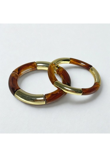 Kahverengi Gold Kemik Bileklik 2'li Gold