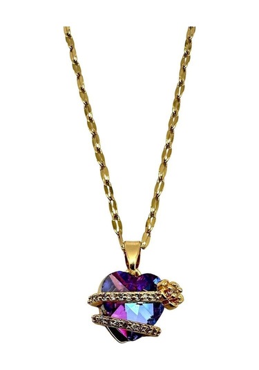 Arnes Jewelry Çelik Zirkon Taşlı Kalpli Kolye Ar478nes Gold
