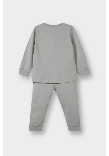 Defacto Erkek Bebek Pijama Takımı Baskılı Uzun Kollu Penye Üst Uzun Alt F2917a525augr454 Gri