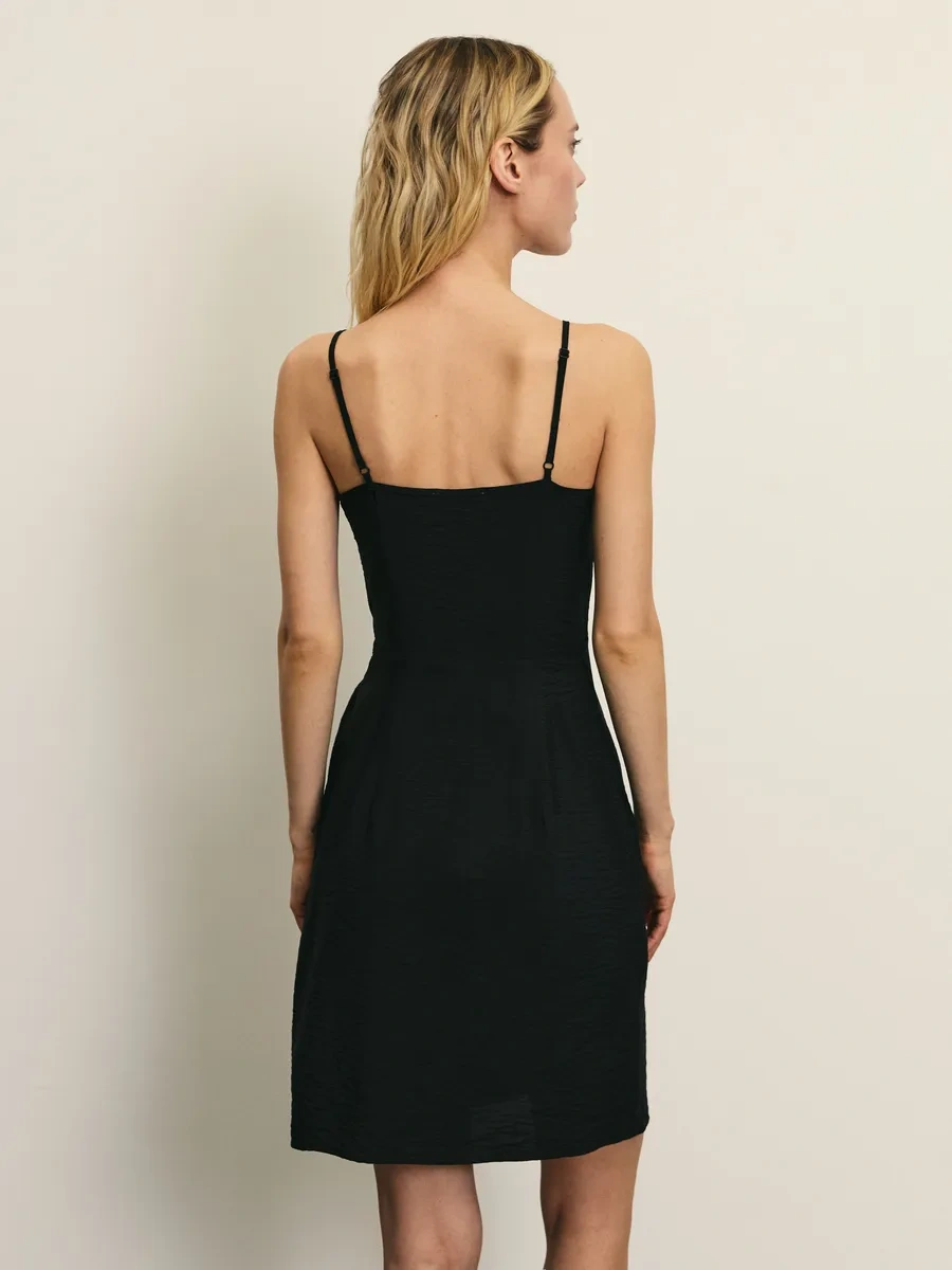 Zarına Yazlık Kısa Elbise Askılı Tek Renkli 371764947 Siyah