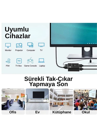 Alfais 4284 8k Displayport Kumandalı Çift Yönlü Çoklayıcı Switch