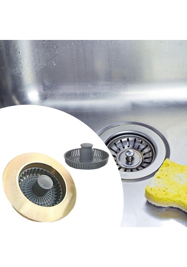 Homyl Mutfak Lavabosu Tahliye Süzgeci Hafif Paslanmaz Koku Altın